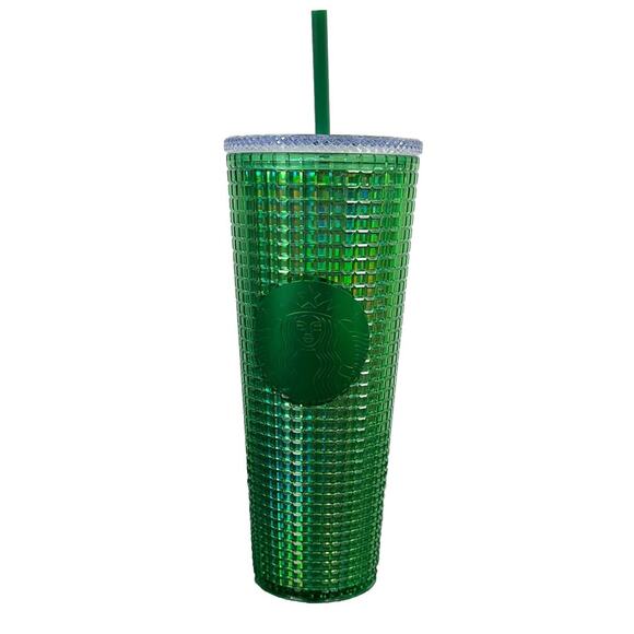 Starbucks Other - STARBUCKS STUDDED GREEN 24 OZ‎ TUMBLER CUP WITH LID STRAW